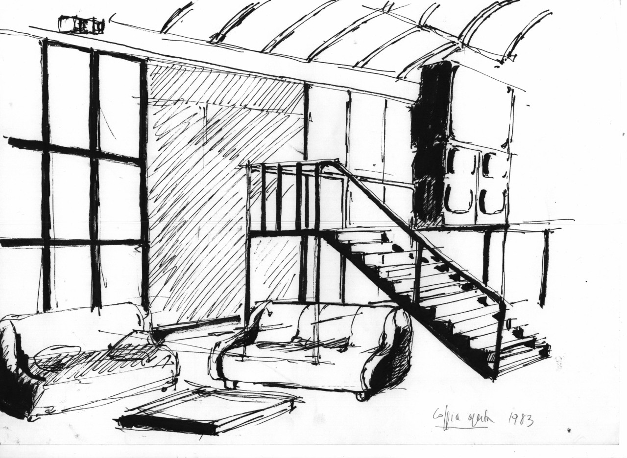 studio per scenografia teatrale (disegno per scenografia) di Fo, Dario (XX)