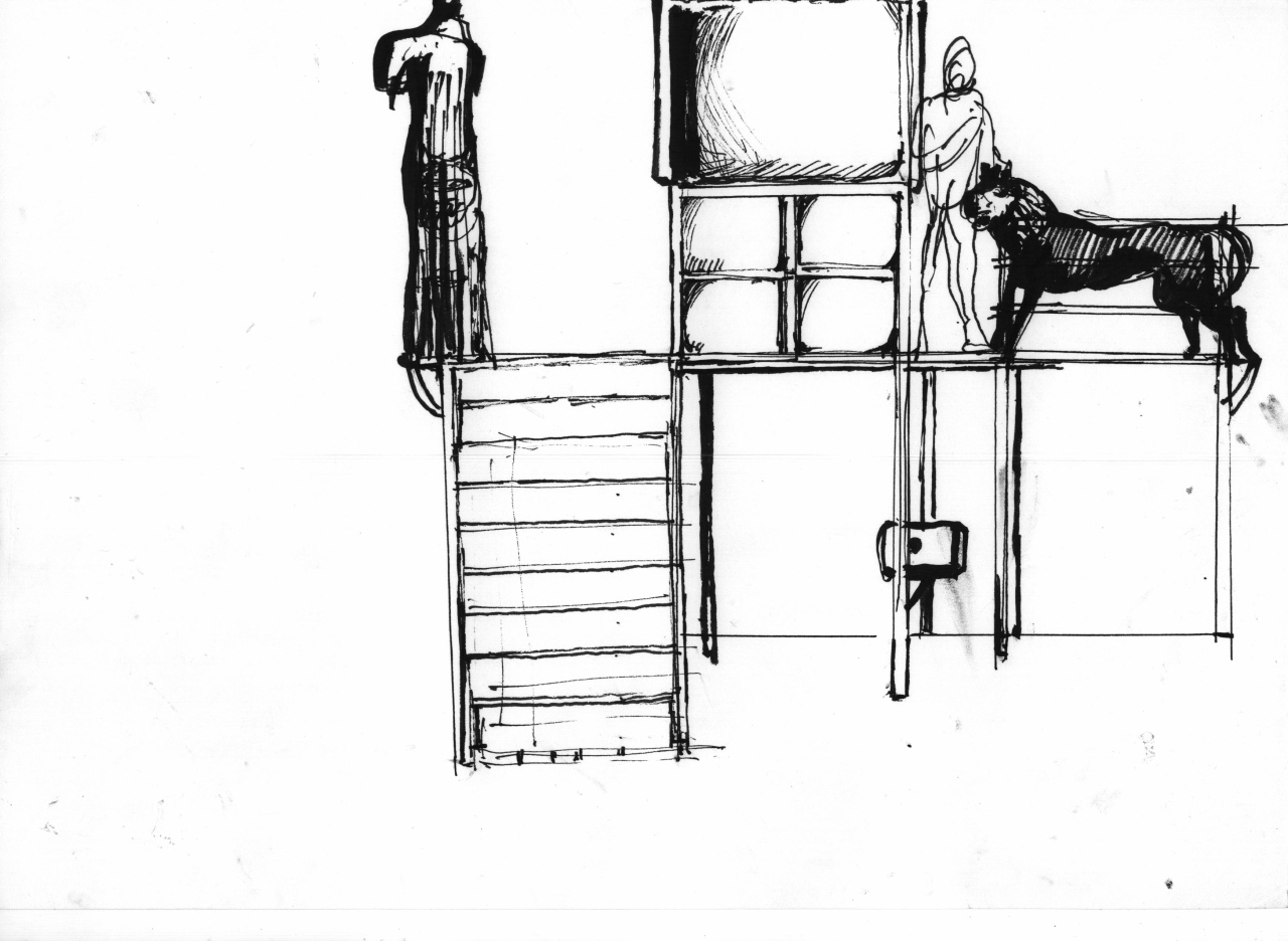 studio per scenografia teatrale (disegno per scenografia) di Fo, Dario (XX)