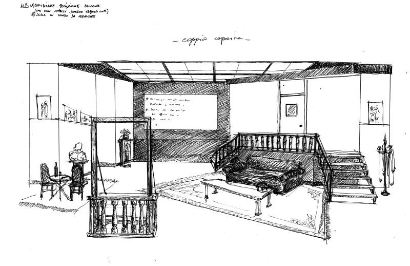 studio per scenografia teatrale (disegno per scenografia) di Fo, Dario (XX)