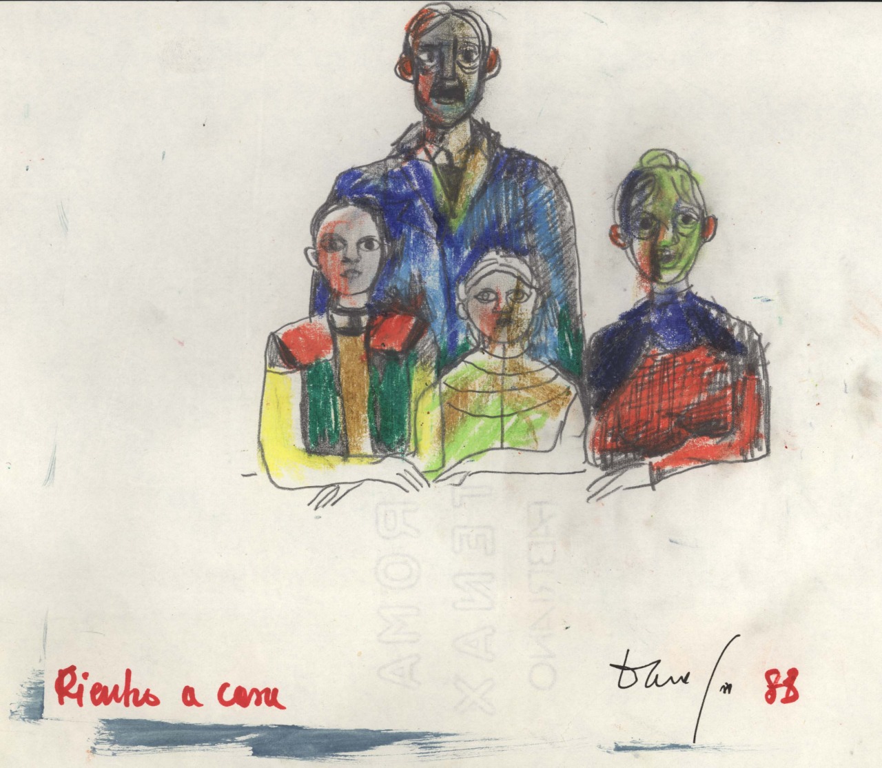 ritratto di una famiglia (disegno) di Fo, Dario (XX)
