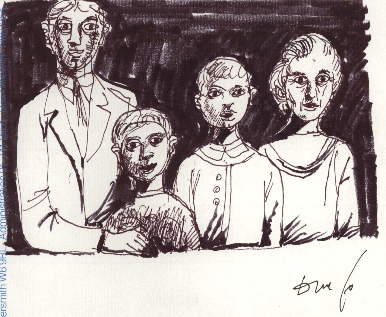 ritratto di una famiglia (disegno) di Fo, Dario (XX)