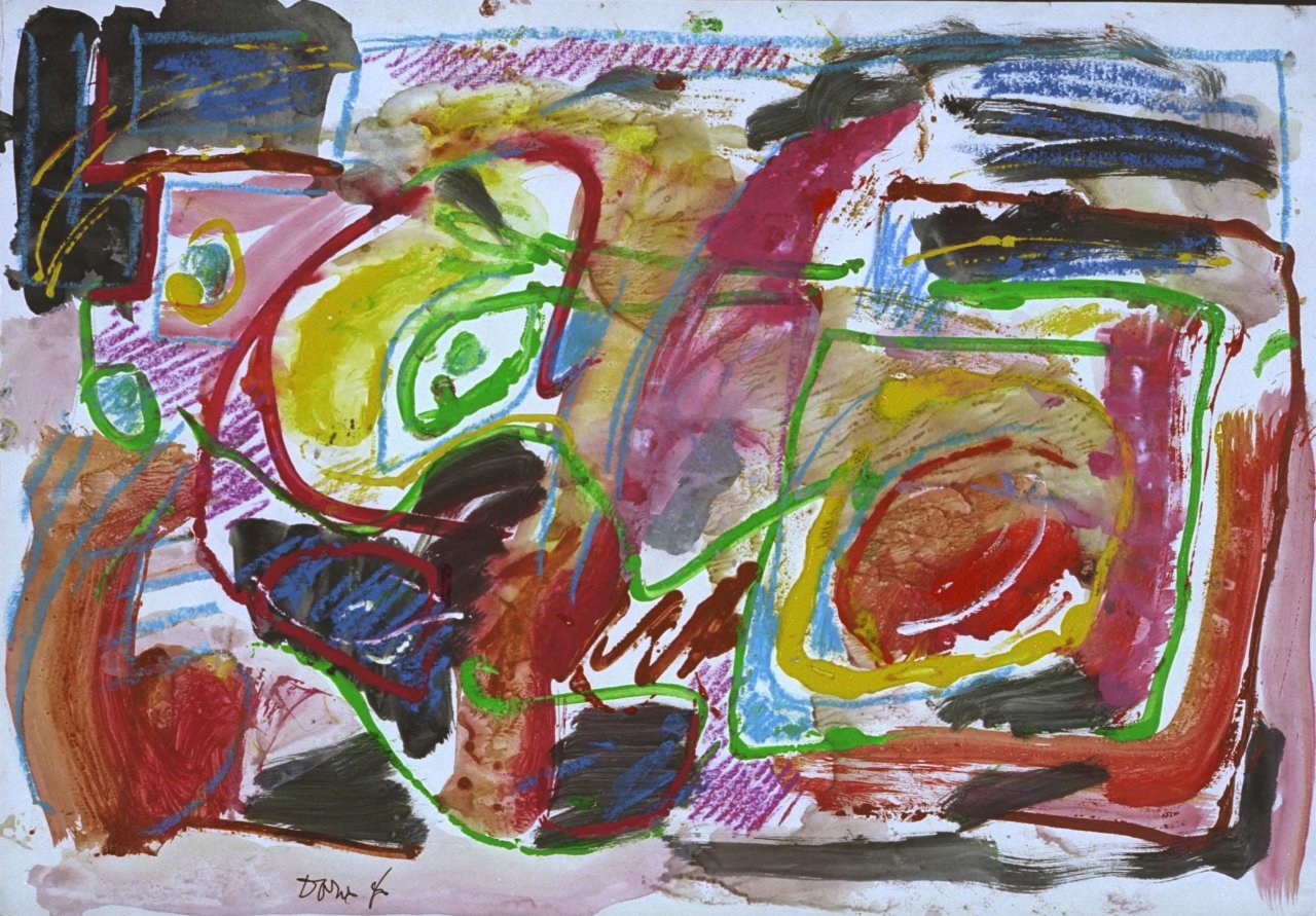 composizione astratta (dipinto) di Fo, Dario (XX)