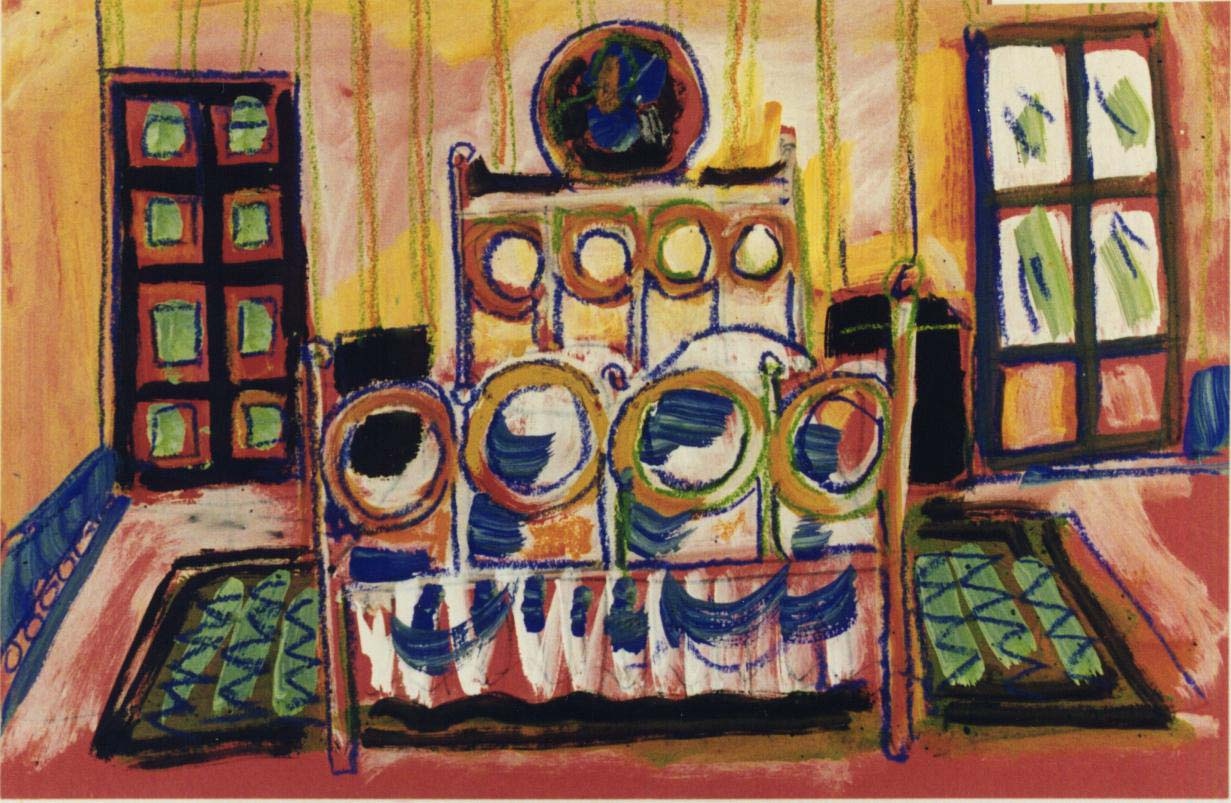 stanza da letto matrimoniale (dipinto) di Fo, Dario (XX)