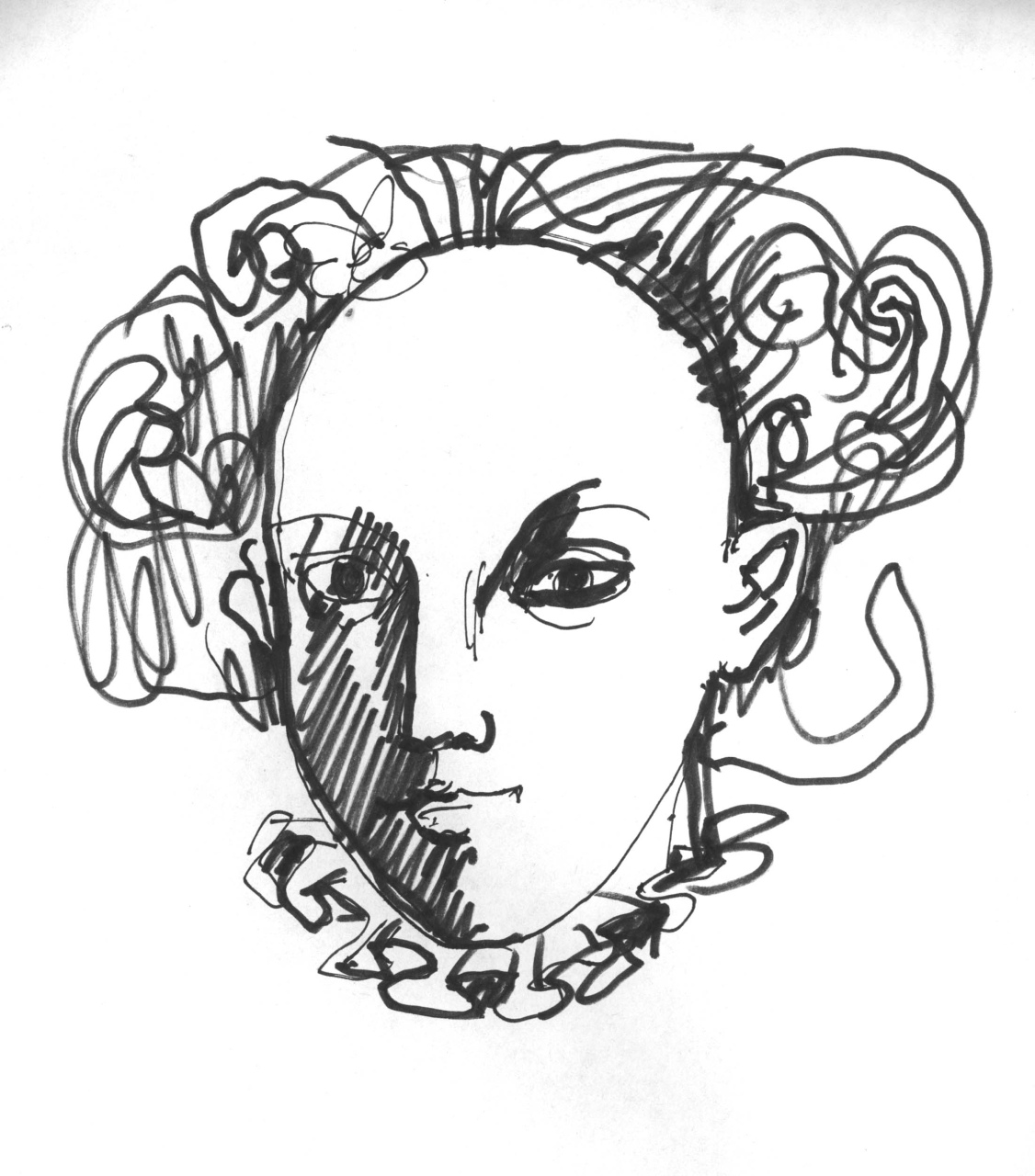 studio del volto della regina Elisabetta I d’Inghilterra (disegno) di Fo, Dario (XX)