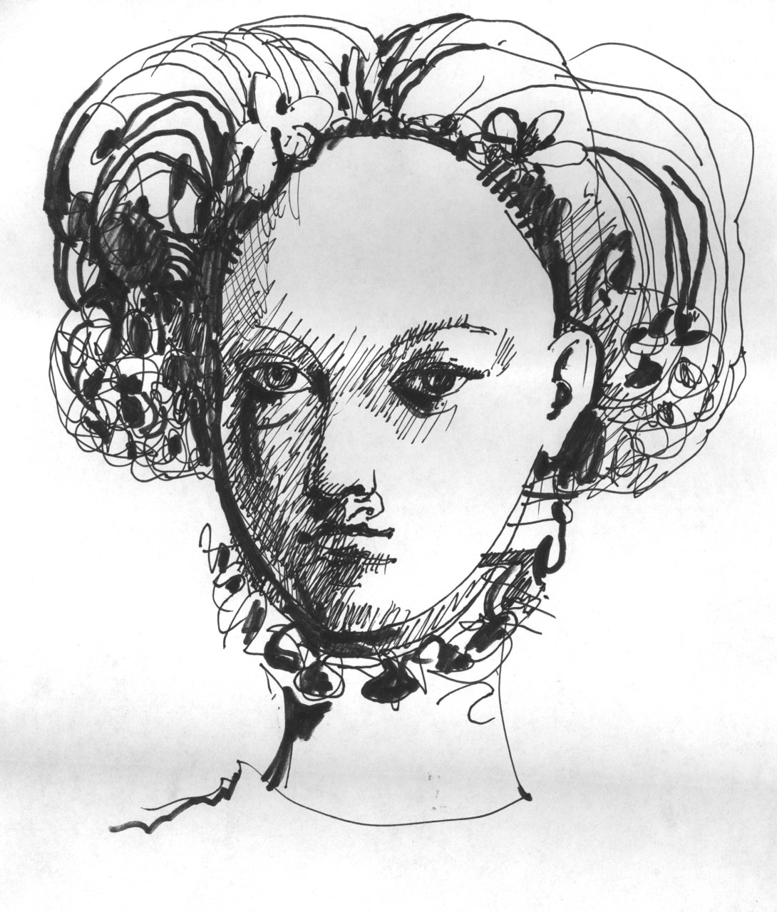 studio del volto della regina Elisabetta I d’Inghilterra (disegno) di Fo, Dario (XX)