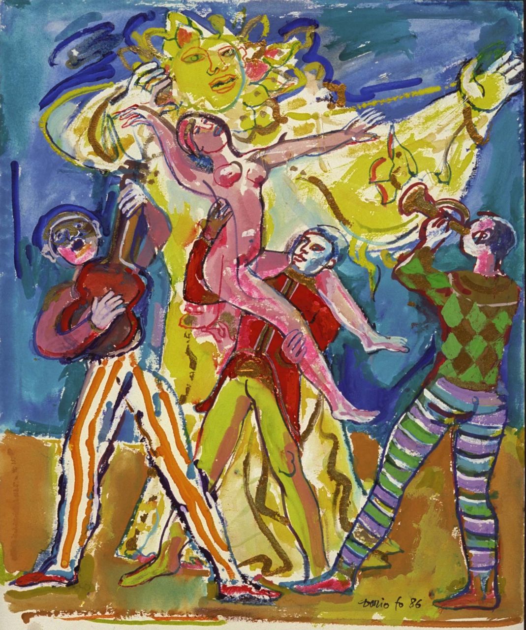 Il barbiere di Siviglia, studio di figure per azione scenica (dipinto) di Fo, Dario (XX)