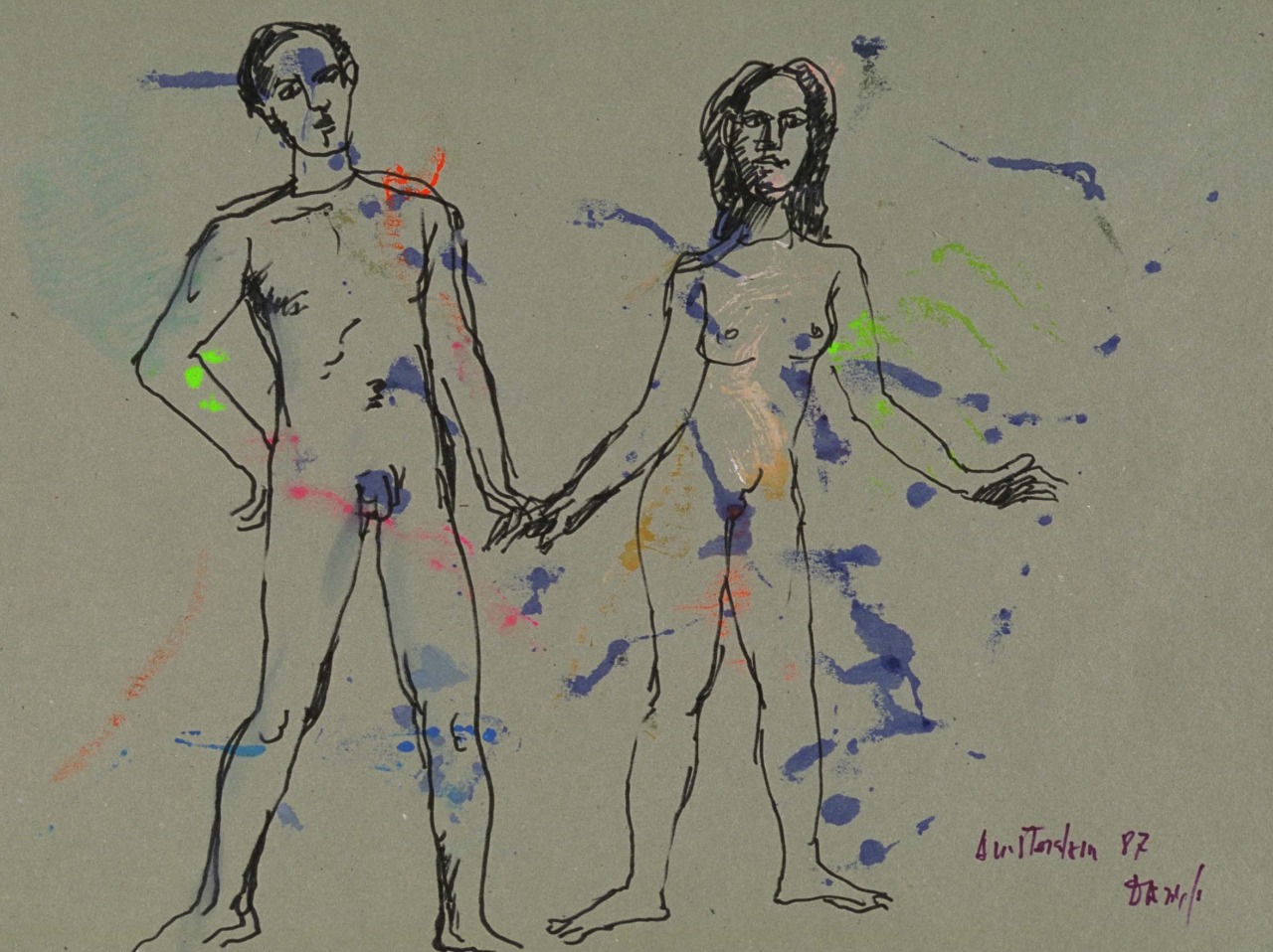 Il barbiere di Siviglia, coppia di amanti (disegno) di Fo, Dario (XX)