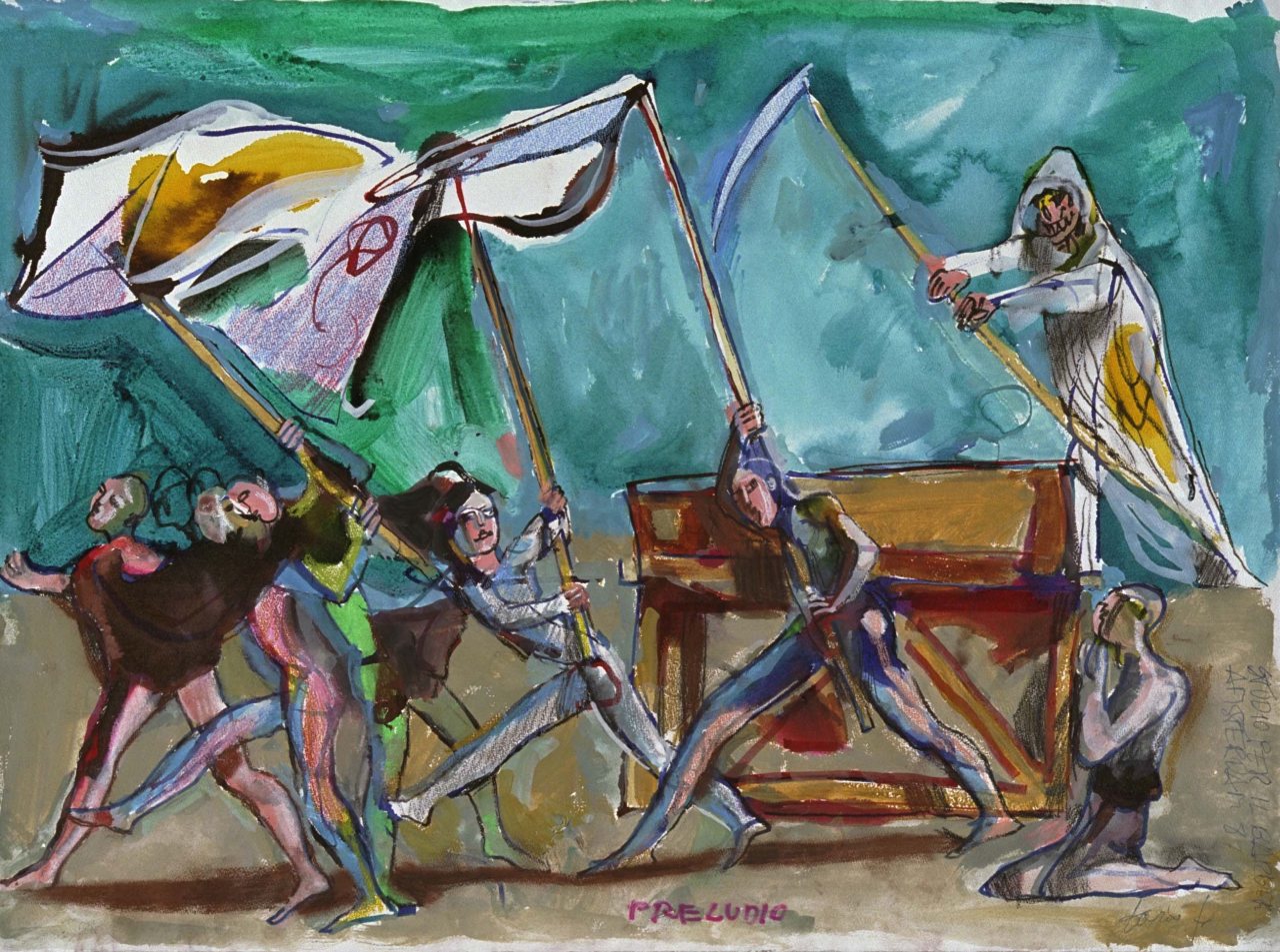 Preludio, studio di figure per azione scenica (dipinto) di Fo, Dario (XX)