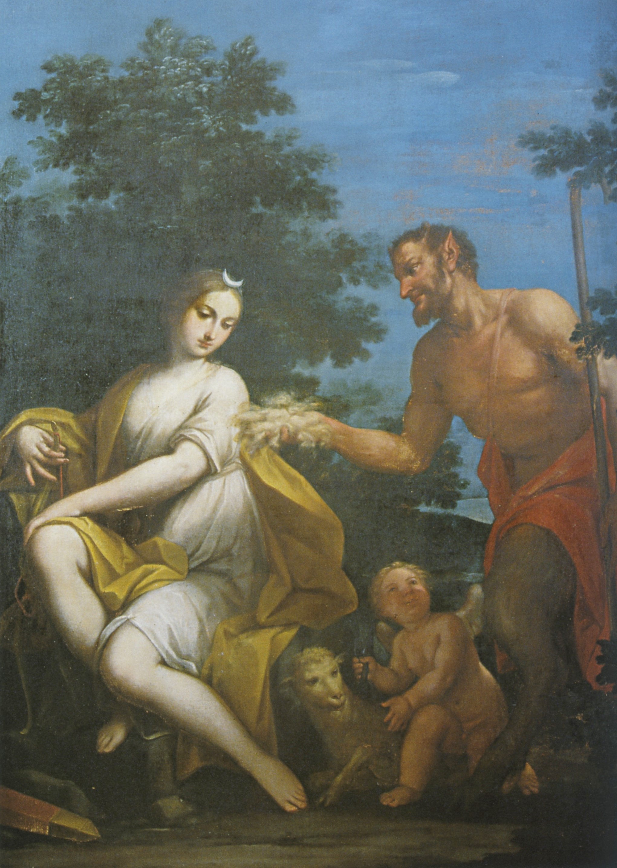 Diana e Pan (sovrapporta, opera isolata) di Franceschini Marcantonio (sec. XVIII)