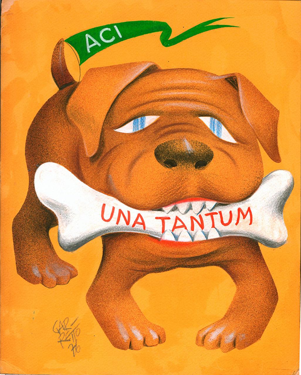 Una tantum, Cane, osso (disegno) di Garretto Paolo (sec. XX d.C)