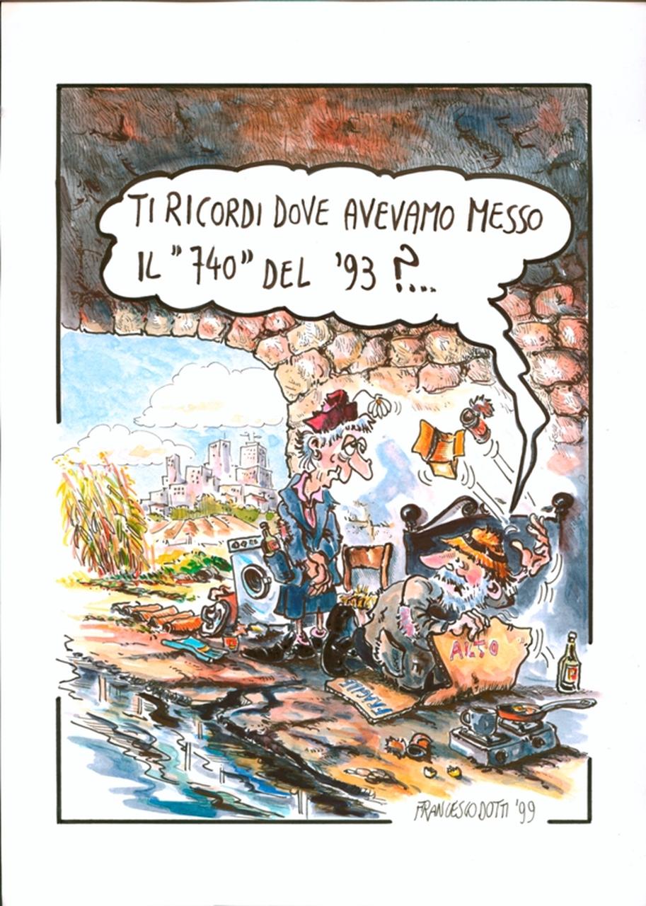 Cartelle pazze!, Senzatetto (disegno) di Dotti Francesco (sec. XX d.C)