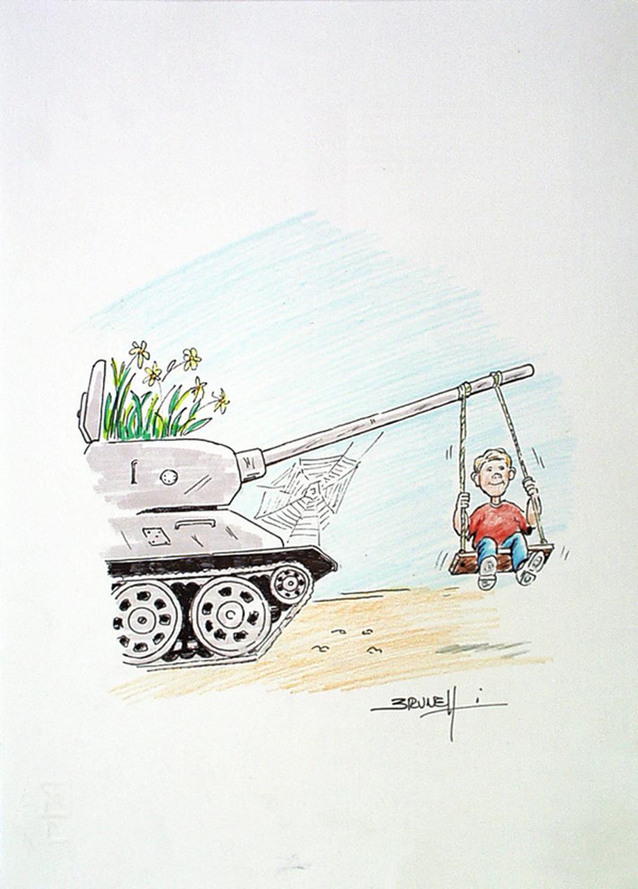 Spes, Carro armato, altalena (disegno) di Brunelli Giampiero (sec. XX d.C)