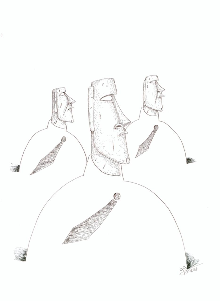 Evoluzione, Uomini, sculture (disegno) di Taddei Paolo Maria (sec. XX d.C)