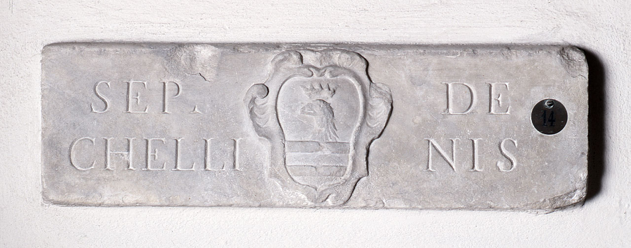 stemma gentilizio della famiglia Chellini (lapide tombale) - manifattura toscana (seconda metà sec. XVI)