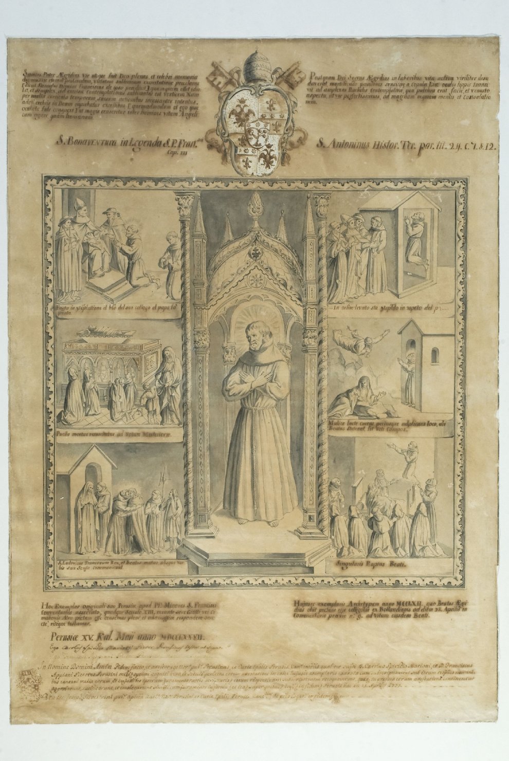 storie della vita del Beato Egidio (disegno, opera isolata) di Mariotti Carlo Spiridione, Appiani Francesco (sec. XVIII)