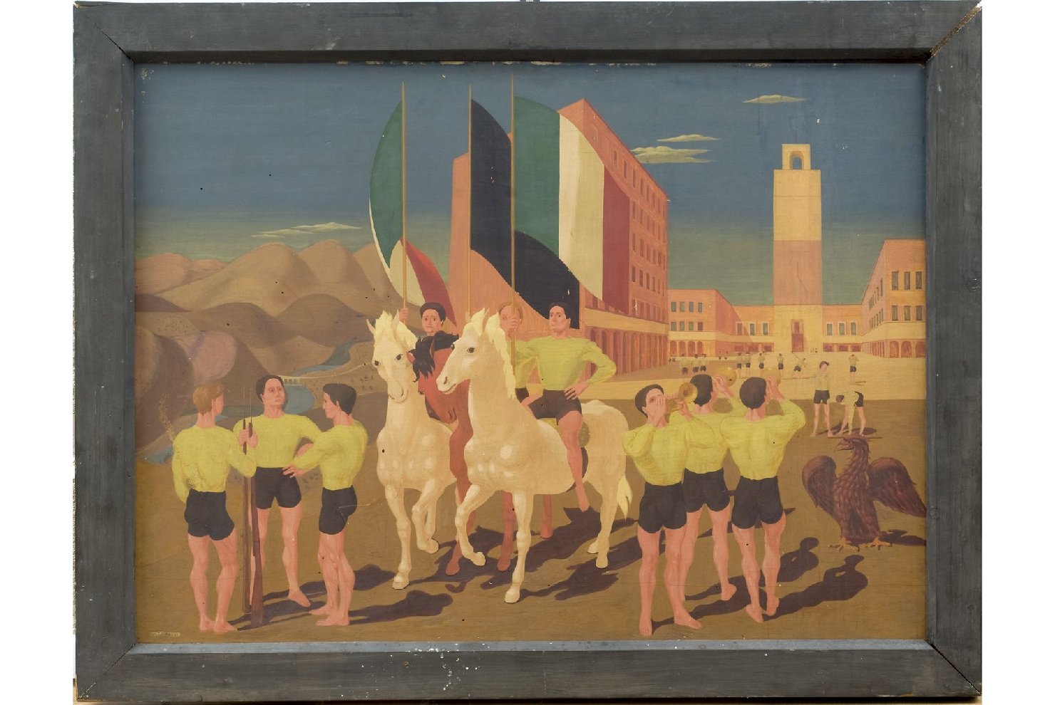 Adunata, adunata fascista (dipinto, opera isolata) di Rossi Enzo (sec. XX)