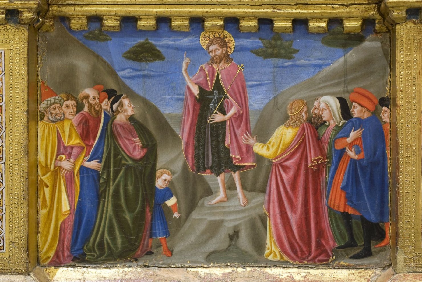San Giovanni Battista in atto di predicare (scomparto di predella, elemento d'insieme) di Domenico di Bartolo Ghezzi (prima metà sec. XV)
