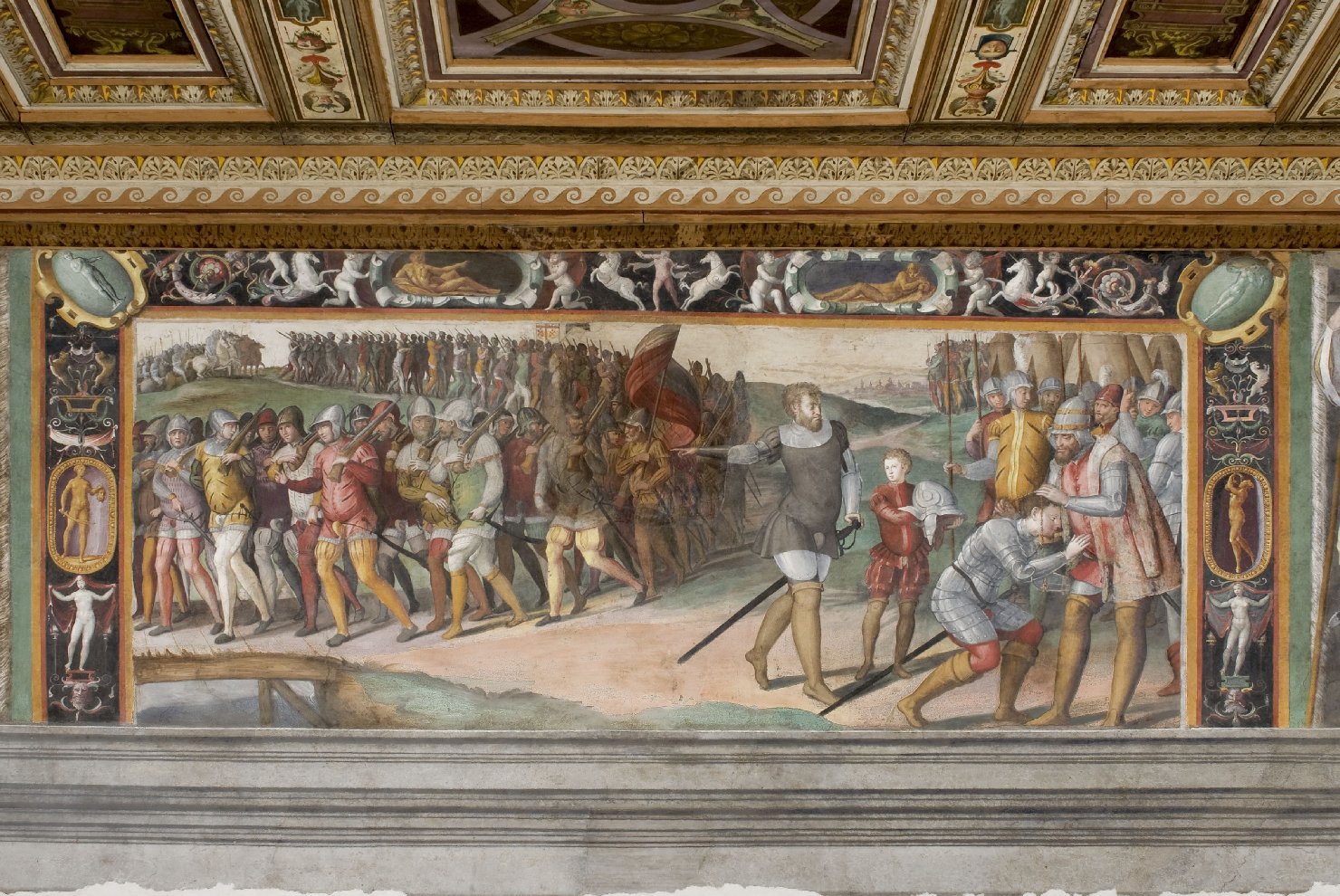 Ottavio Farnese riceve il Toson d'oro da Carlo V (dipinto) di Bernabei Tommaso detto Papacello, Pagani, Lattanzio (metà sec. XVI)