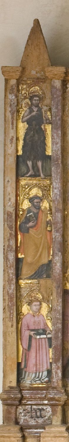 S. Giovanni Battista, S. Pietro, S. Stefano (scomparto di polittico, elemento d'insieme) di Nelli Ottaviano (inizio sec. XV)