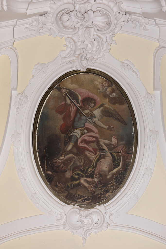 San Michele Arcangelo combatte Satana (dipinto) di Rossi Vincenzo da Bagnoli (attribuito) (ultimo quarto sec. XVIII)