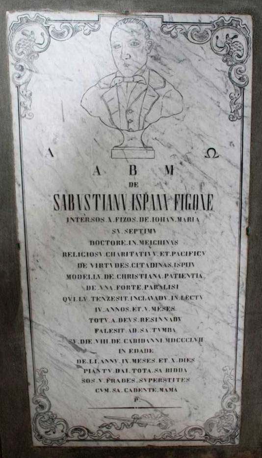 Ritratto di Sebastiano Spano Figone (lapide tombale, opera isolata) - bottega sarda (terzo quarto XIX)