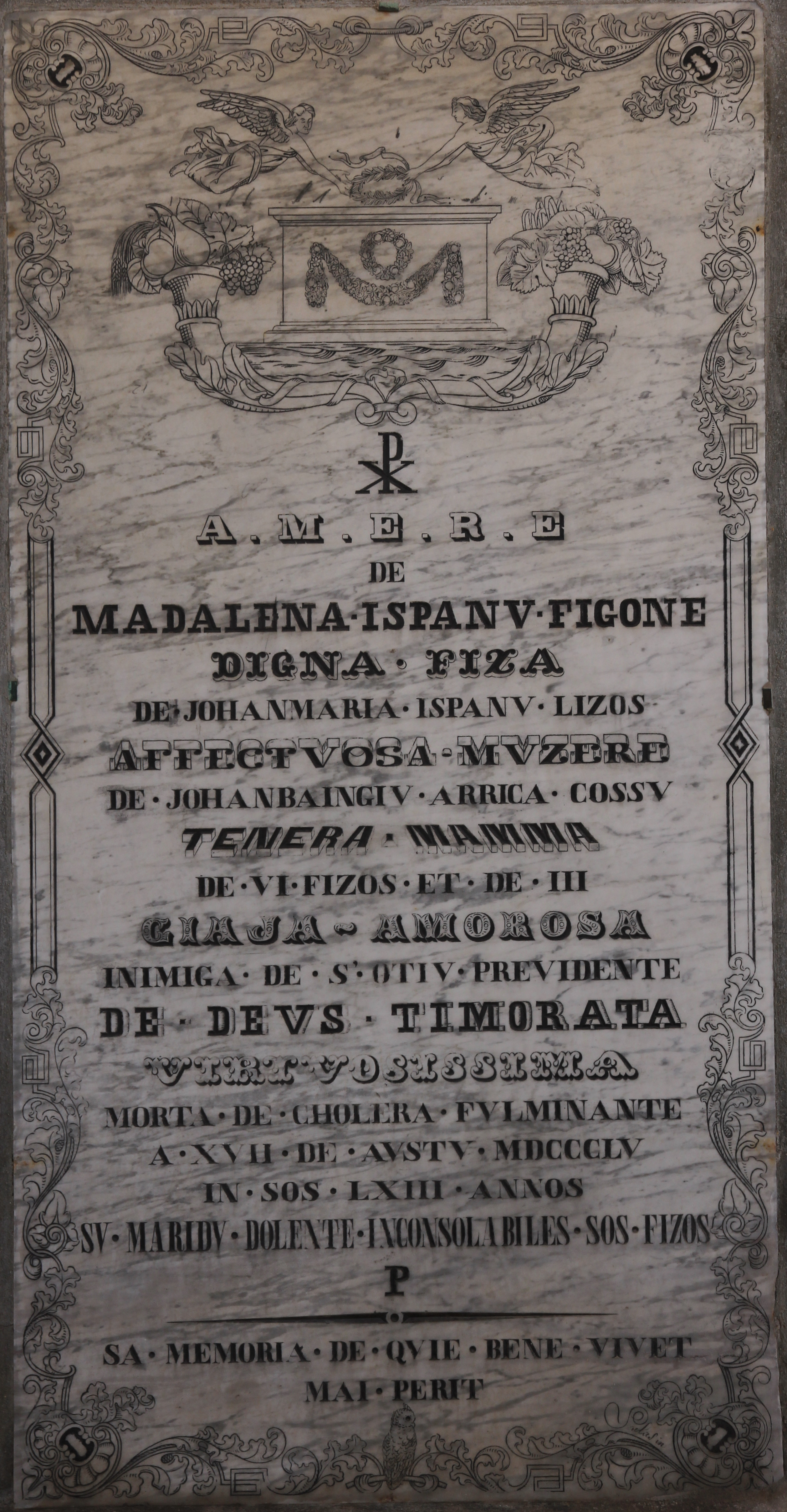 Due angeli depongono una corona d'alloro su un altare (lapide tombale, opera isolata) - bottega italiana (terzo quarto XIX)