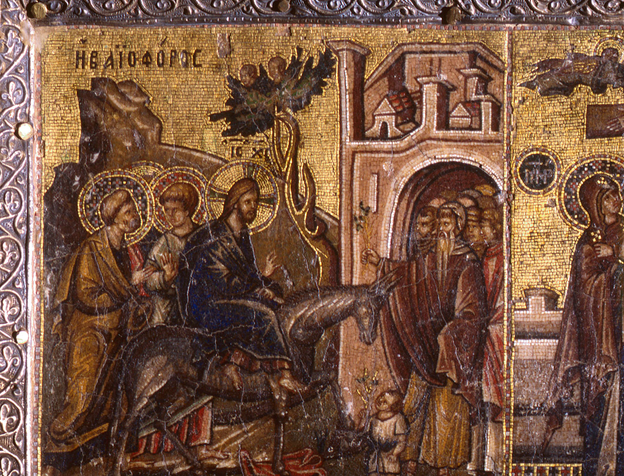 entrata di Cristo in Gerusalemme (decorazione musiva) - manifattura bizantina (inizio sec. XIV)
