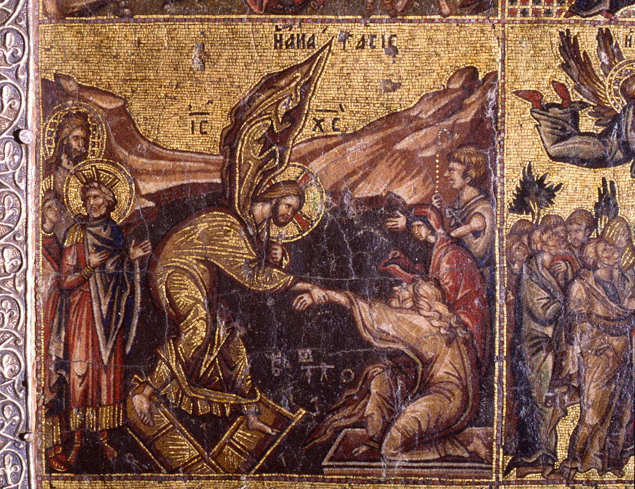 discesa di Cristo al limbo (decorazione musiva) - manifattura bizantina (inizio sec. XIV)