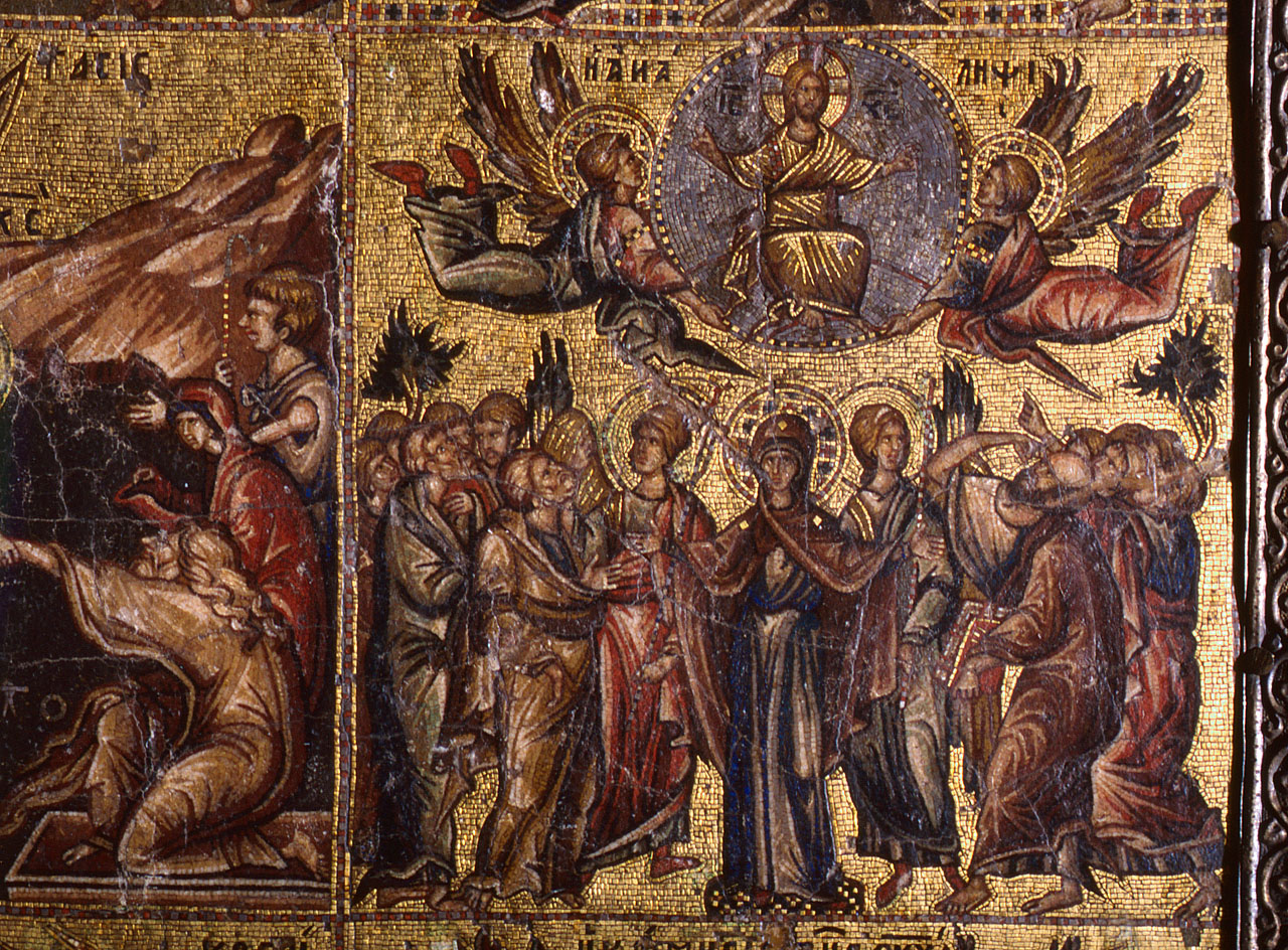 ascensione di Cristo (decorazione musiva) - manifattura bizantina (inizio sec. XIV)