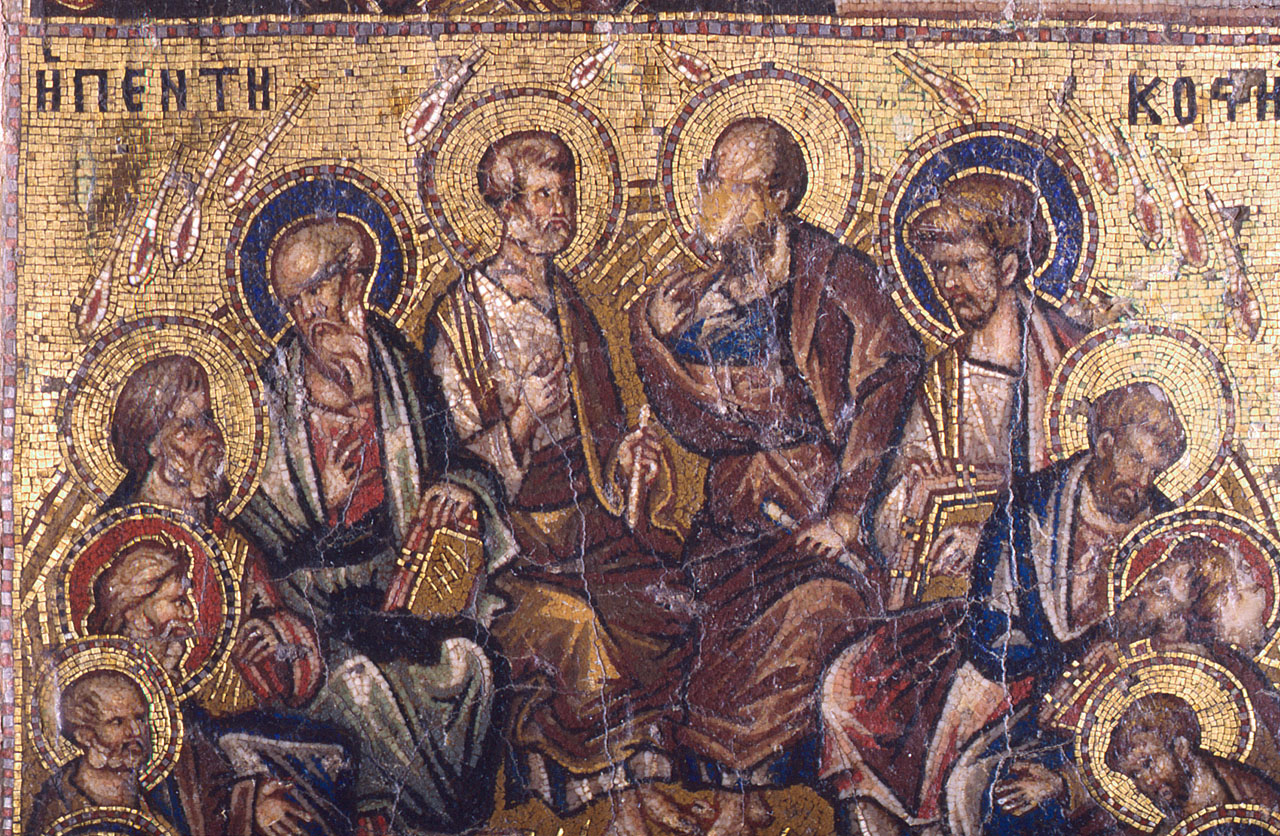 Pentecoste (decorazione musiva) - manifattura bizantina (inizio sec. XIV)
