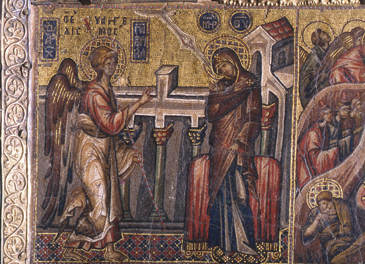 Annunciazione (decorazione musiva) - manifattura bizantina (inizio sec. XIV)