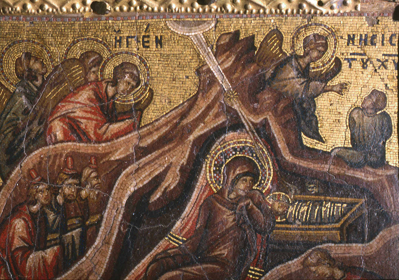 natività di Gesù (decorazione musiva) - manifattura bizantina (inizio sec. XIV)