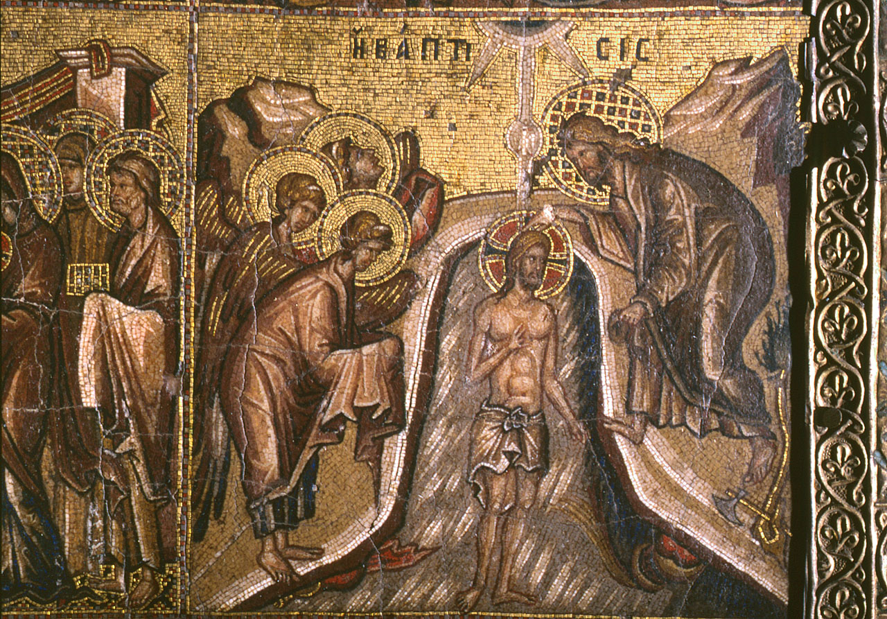 battesimo di Cristo (decorazione musiva) - manifattura bizantina (inizio sec. XIV)
