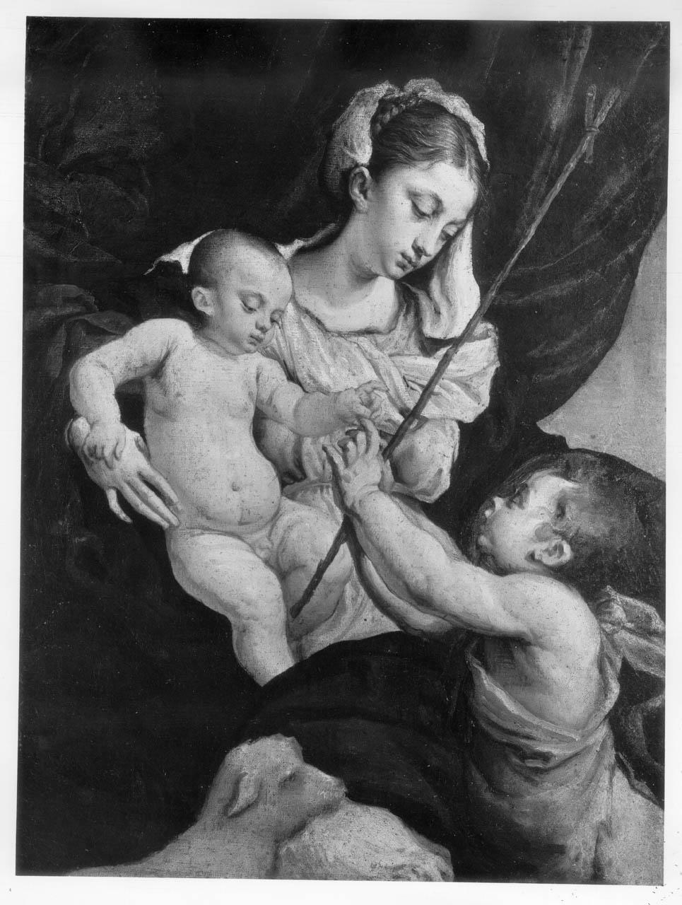 Madonna con Bambino e San Giovannino (dipinto) di Bassano Jacopo (sec. XVI)