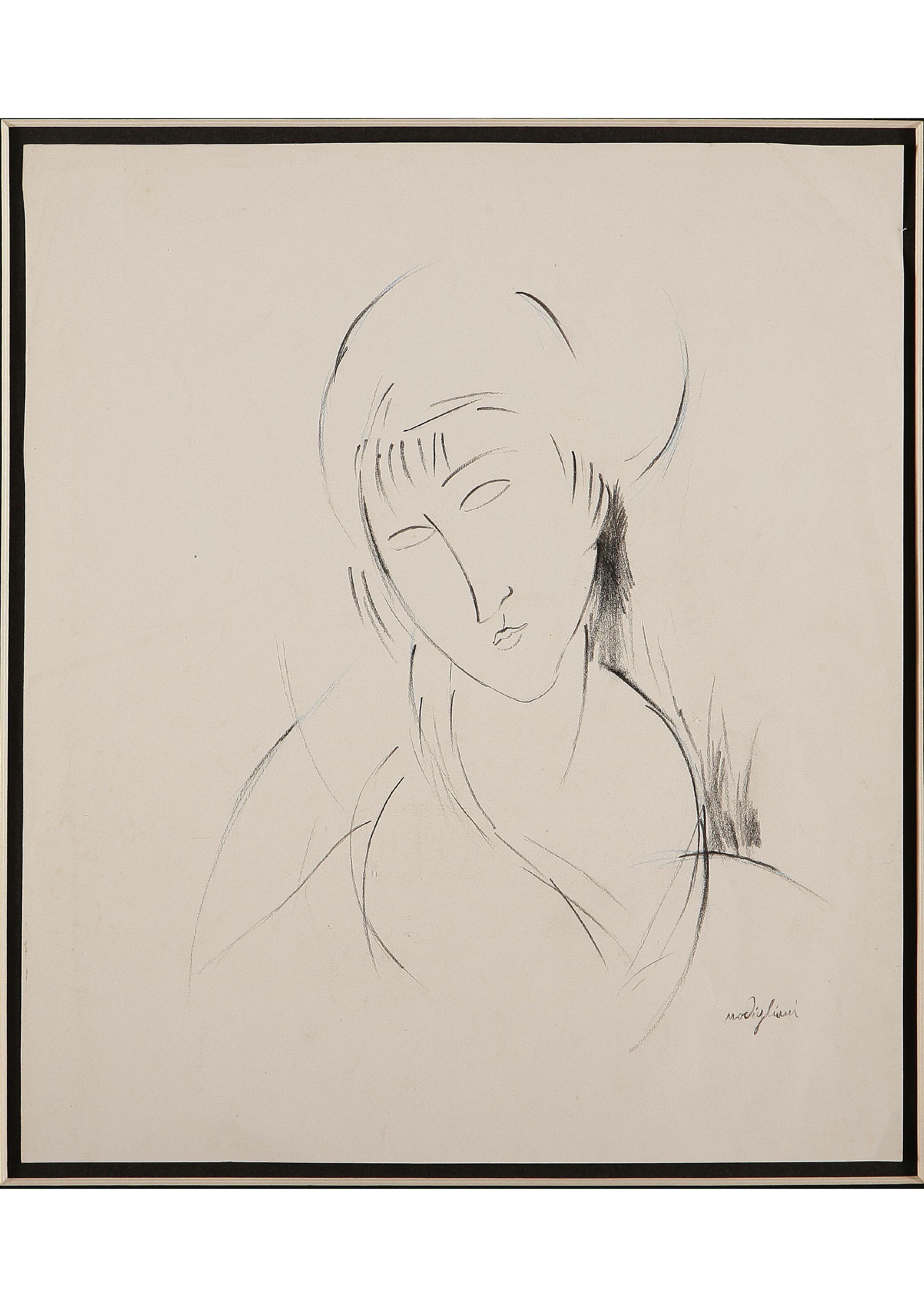 Ritratto di giovane donna (Jeanne) (disegno, opera isolata) di Modigliani Amedeo (sec. XX)