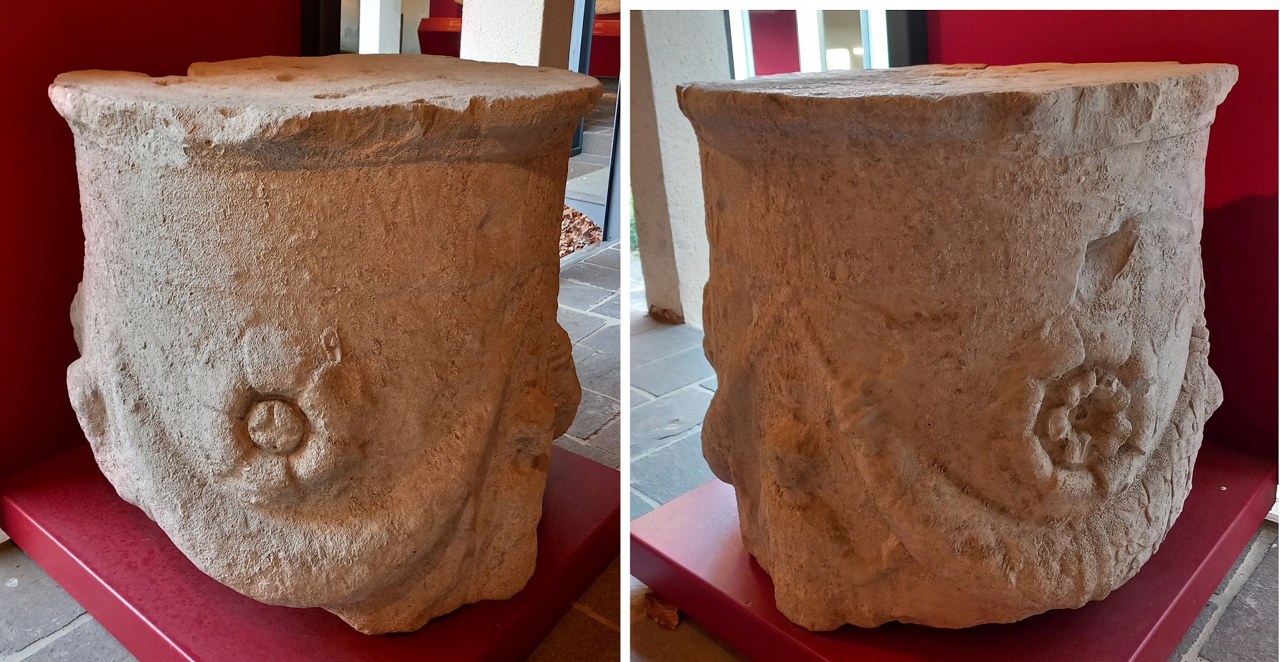 altare funerario, (Iscrizione funeraria) Mac[--?]nia M.f - bottega lapidaria adriese (inizio sec. I d.C)