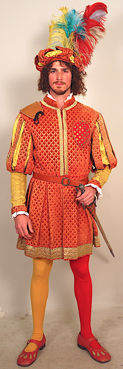 Bandieraio dell'Arte del Cambio (Costume maschile del Corteo Storico della Repubblica Fiorentina/ Bandieraio dell'Arte del Cambio, Costume confezionato per fini di rievocazione storica, ABBIGLIAMENTO E ORNAMENTI DEL CORPO/ VESTIMENTI) - manifattura italiana