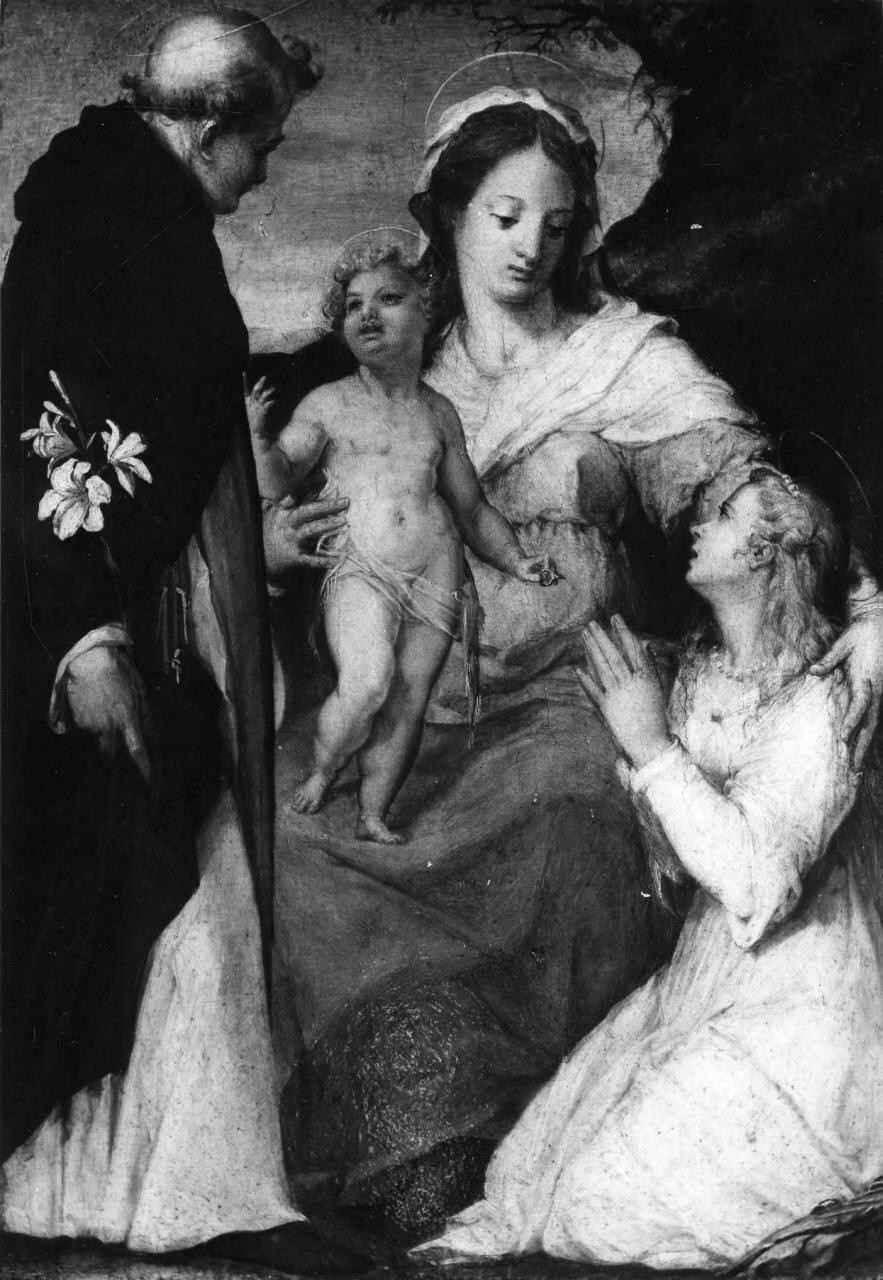 Madonna con Bambino tra San Domenico e Santa Caterina (dipinto) - ambito toscano (sec. XVI)
