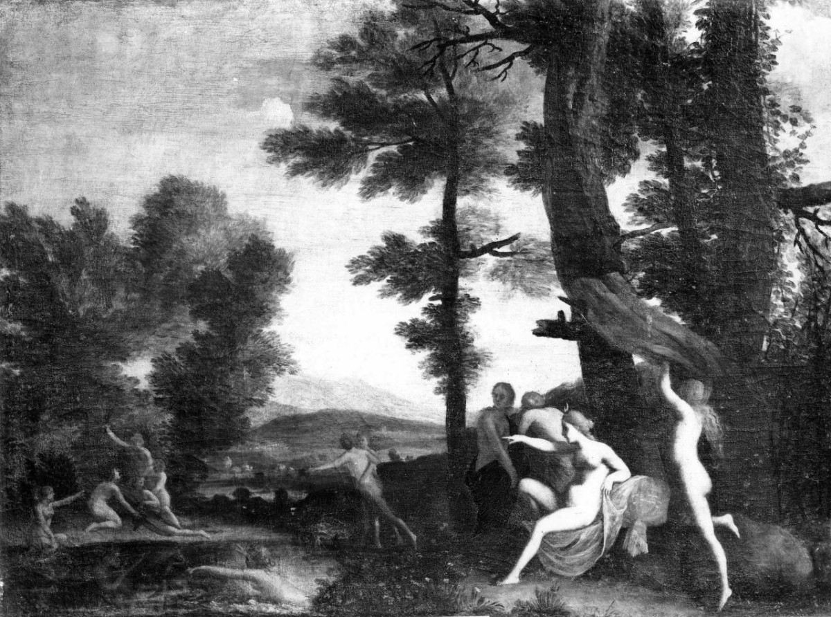 Diana al bagno con le ninfe (dipinto) di Bronzi Pietro Paolo detto Gobbo dei Carracci (attribuito) (sec. XVII)