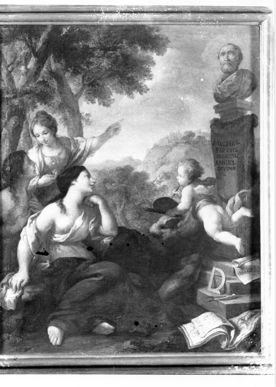 omaggio delle quattro arti a Michelangelo (dipinto) di Roxin Antoine LÃ©opold (sec. XVIII)