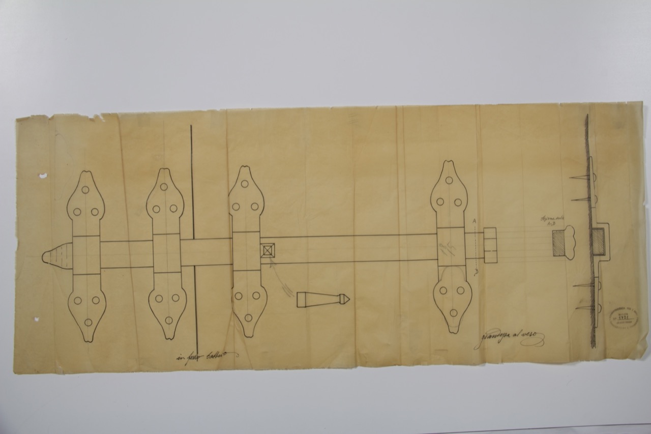 disegno architettonico, Elementi in ferro del portale maggiore della basilica di San Giovanni Evangelista di Ravenna di Anonimo italiano (XX)