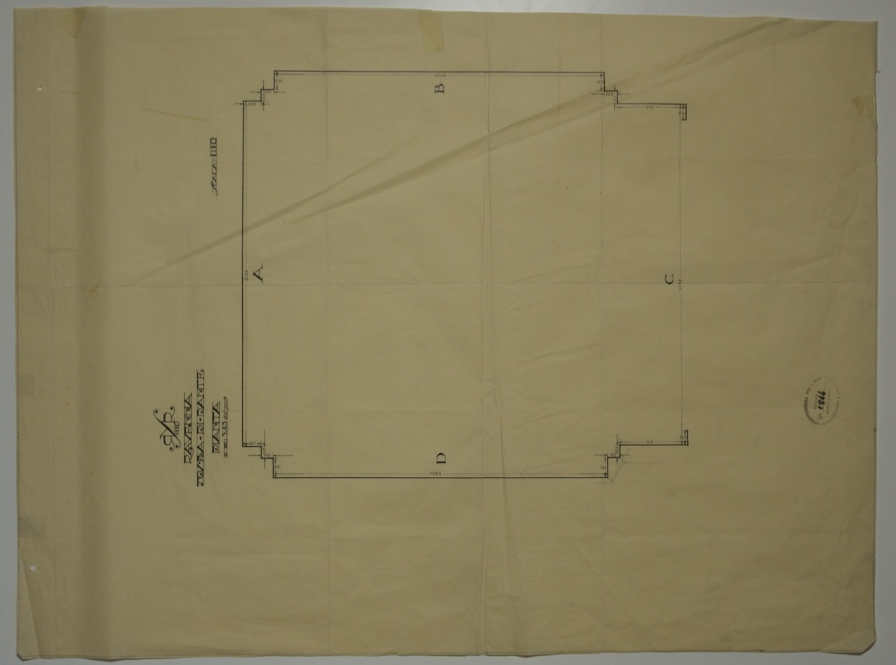 disegno architettonico, Pianta a metri 3,45 dal pavimento della tomba di Dante di Ravenna di Anonimo italiano (XX)