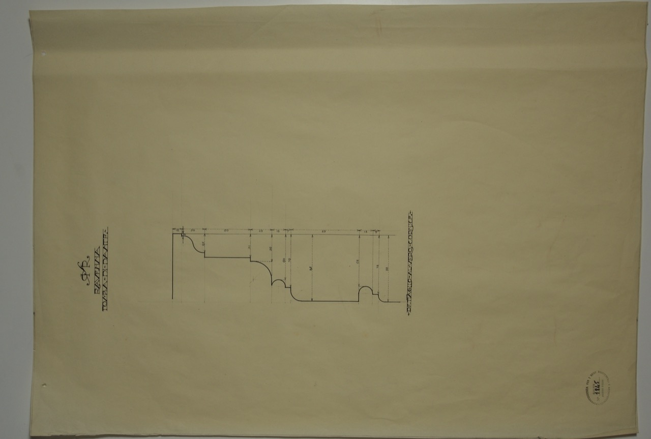 disegno architettonico, Dettaglio della cornice della tomba di Dante di Ravenna di Anonimo italiano (XX)