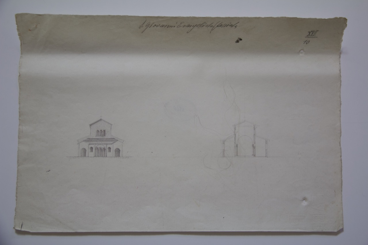 disegno architettonico, Facciata della basilica di San Giovanni Evangelista di Ravenna di Anonimo italiano (XX)