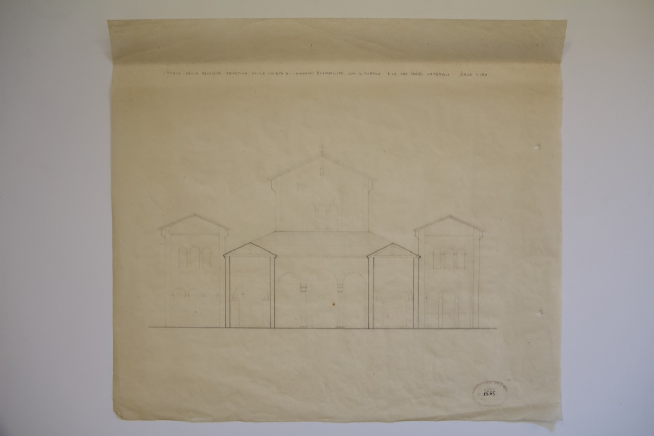 disegno architettonico, Facciata della basilica di San Giovanni Evangelista di Ravenna di Anonimo italiano (XX)