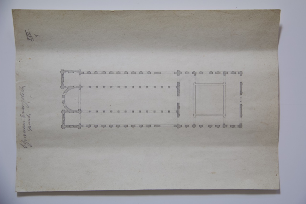 disegno architettonico, Pianta della basilica di San Giovanni Evangelista di Ravenna di Anonimo italiano (XX)