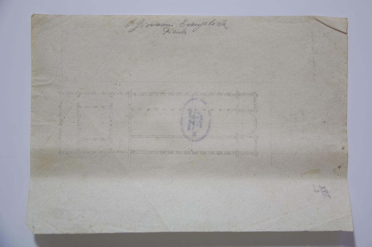 disegno architettonico, Pianta della basilica di San Giovanni Evangelista di Ravenna di Anonimo italiano (XX)