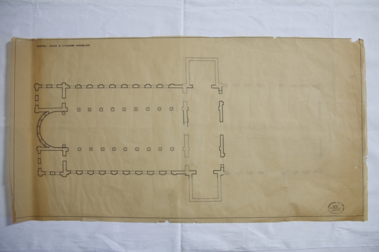 disegno architettonico, Pianta della basilica di San Giovanni Evangelista di Ravenna di Anonimo italiano (XX)