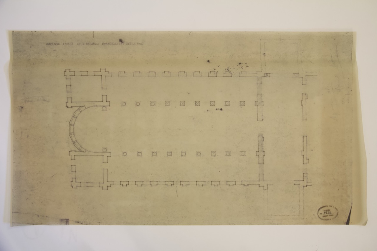 stampa fotomeccanica, Pianta del nartece e delle torri della basilica di San Giovanni Evangelista di Ravenna di Anonimo italiano (XX)