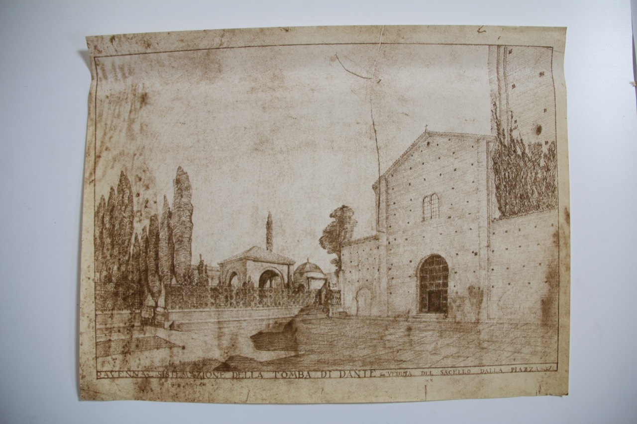 stampa fotomeccanica, Eliografia della veduta del sacello dalla piazza nella zona dantesca di Ravenna di Anonimo italiano (XX)